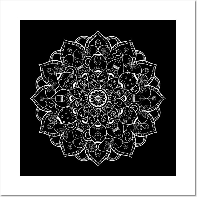 Tea Lovers Mandala - White Wall Art by Abbilaura